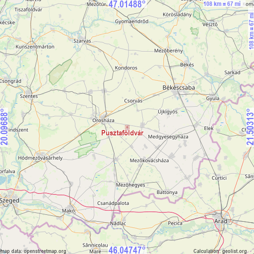 Pusztaföldvár on map