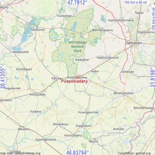 Püspökladány on map