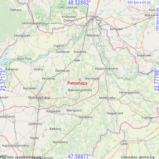 Petneháza on map