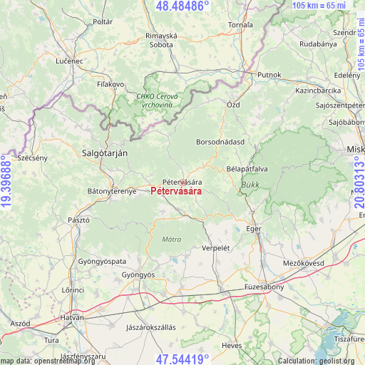 Pétervására on map