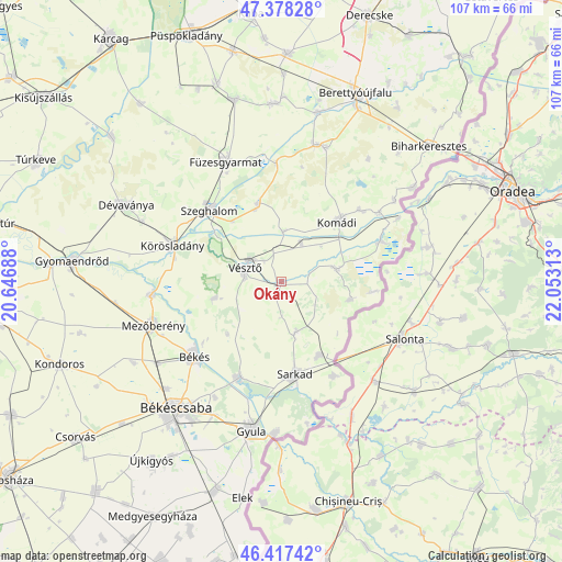 Okány on map