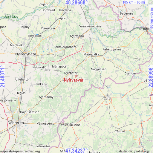Nyírvasvári on map