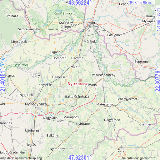 Nyírkarász on map