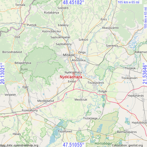 Nyékládháza on map