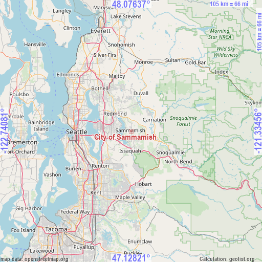 City of Sammamish on map