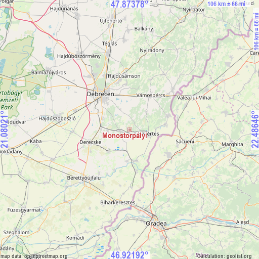 Monostorpályi on map