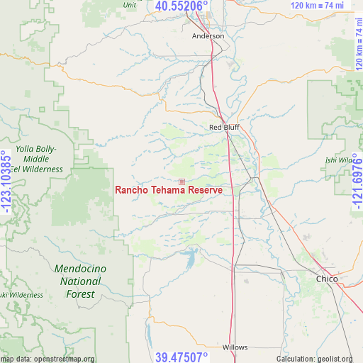 Rancho Tehama Reserve on map