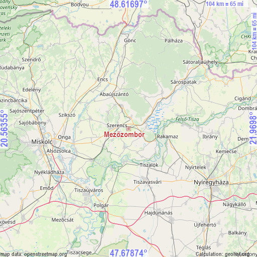 Mezőzombor on map