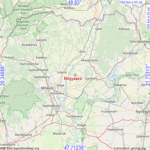 Megyaszó on map