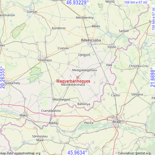 Magyarbánhegyes on map