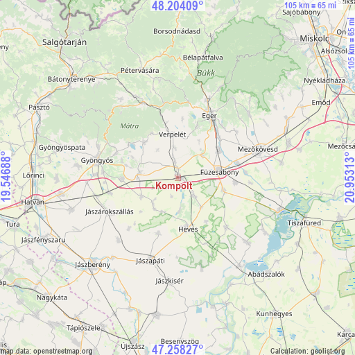 Kompolt on map