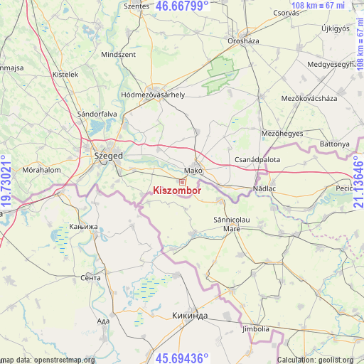 Kiszombor on map