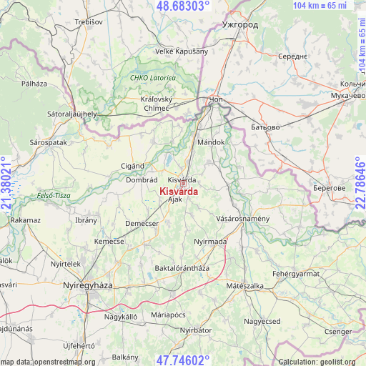 Kisvárda on map