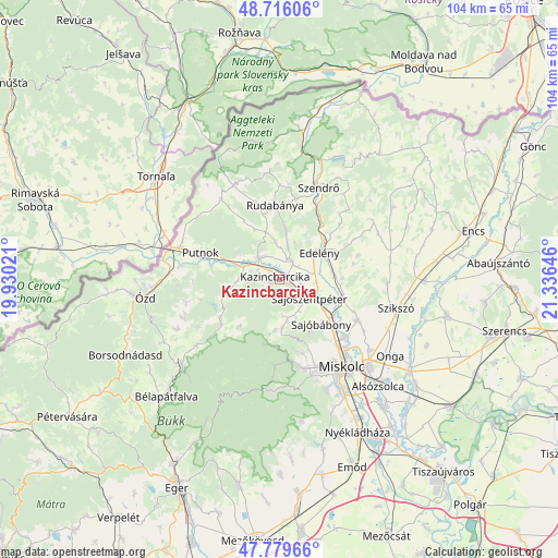 Kazincbarcika on map