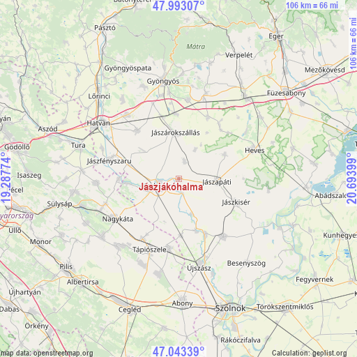 Jászjákóhalma on map