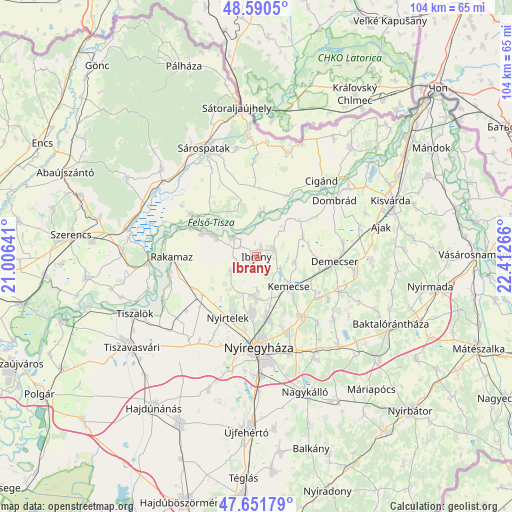 Ibrány on map