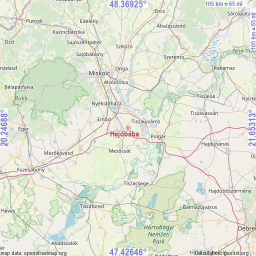 Hejőbába on map