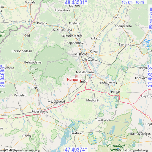 Harsány on map