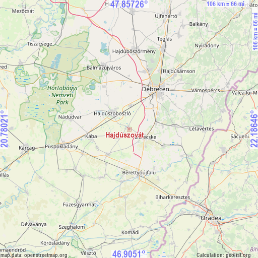 Hajdúszovát on map