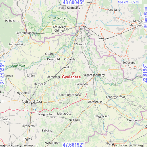Gyulaháza on map
