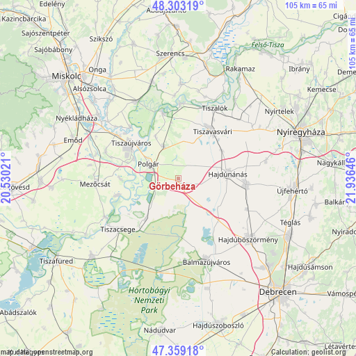 Görbeháza on map