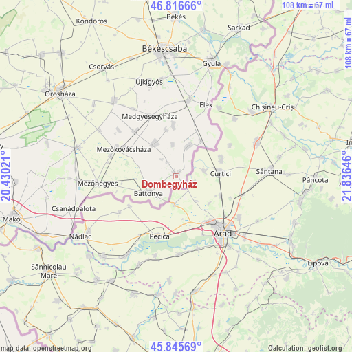 Dombegyház on map