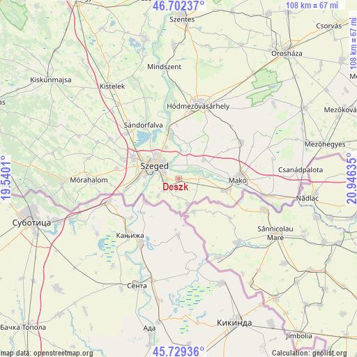 Deszk on map