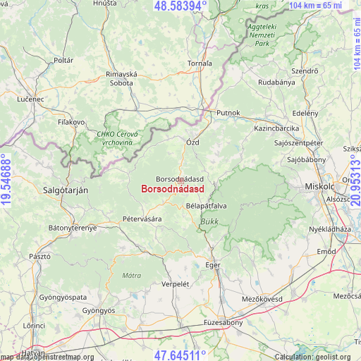 Borsodnádasd on map