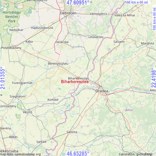 Biharkeresztes on map