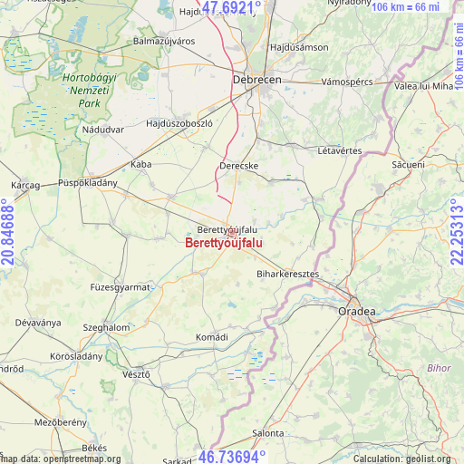 Berettyóújfalu on map