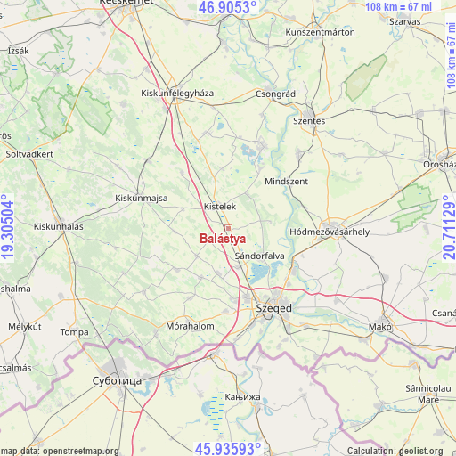 Balástya on map