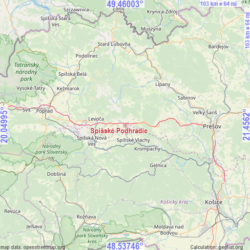Spišské Podhradie on map
