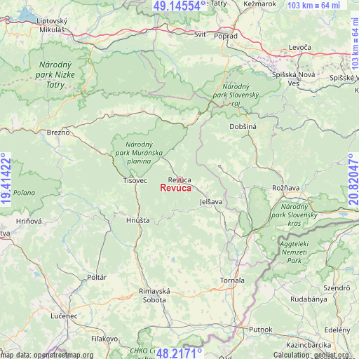 Revúca on map