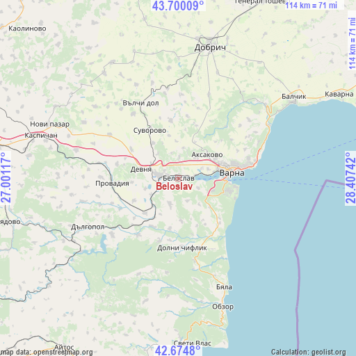 Beloslav on map
