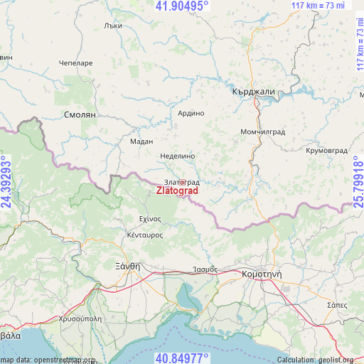Zlatograd on map