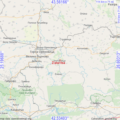 Zlataritsa on map