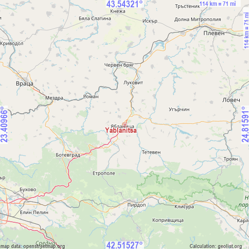 Yablanitsa on map