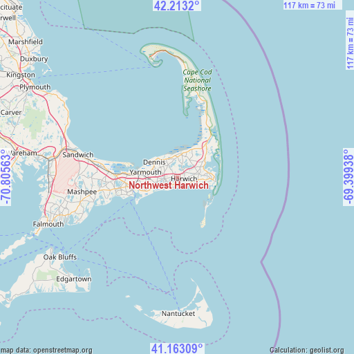 Northwest Harwich on map