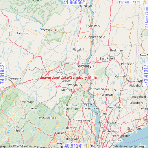 Beaverdam Lake-Salisbury Mills on map