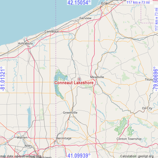 Conneaut Lakeshore on map