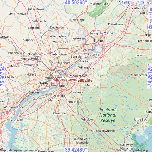 Moorestown-Lenola on map