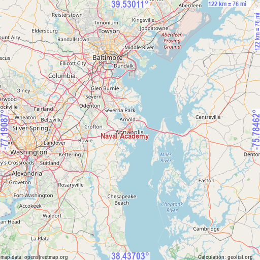Naval Academy on map