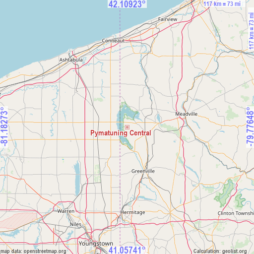 Pymatuning Central on map