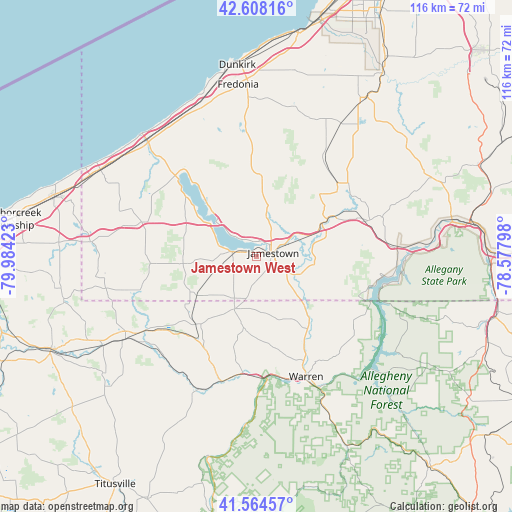 Jamestown West on map
