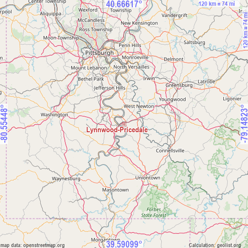 Lynnwood-Pricedale on map