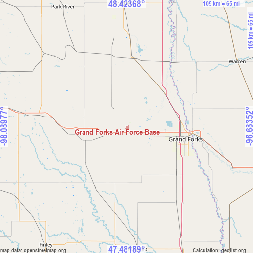 Grand Forks Air Force Base on map