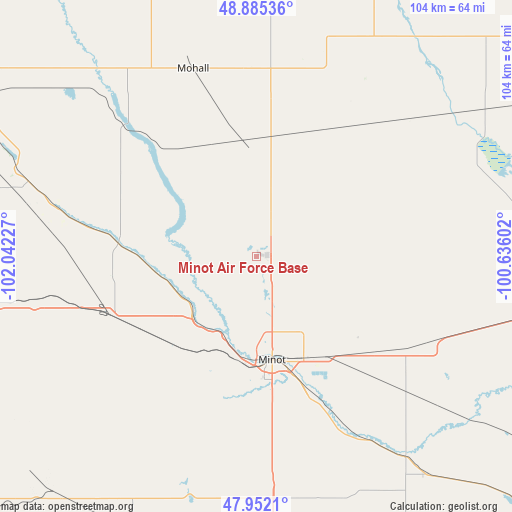Minot Air Force Base on map