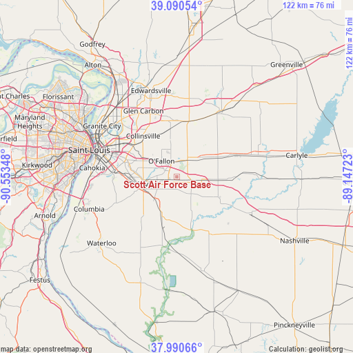 Scott Air Force Base on map