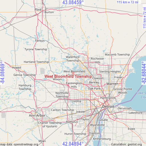 West Bloomfield Township on map
