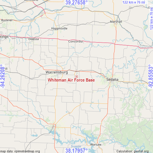 Whiteman Air Force Base on map